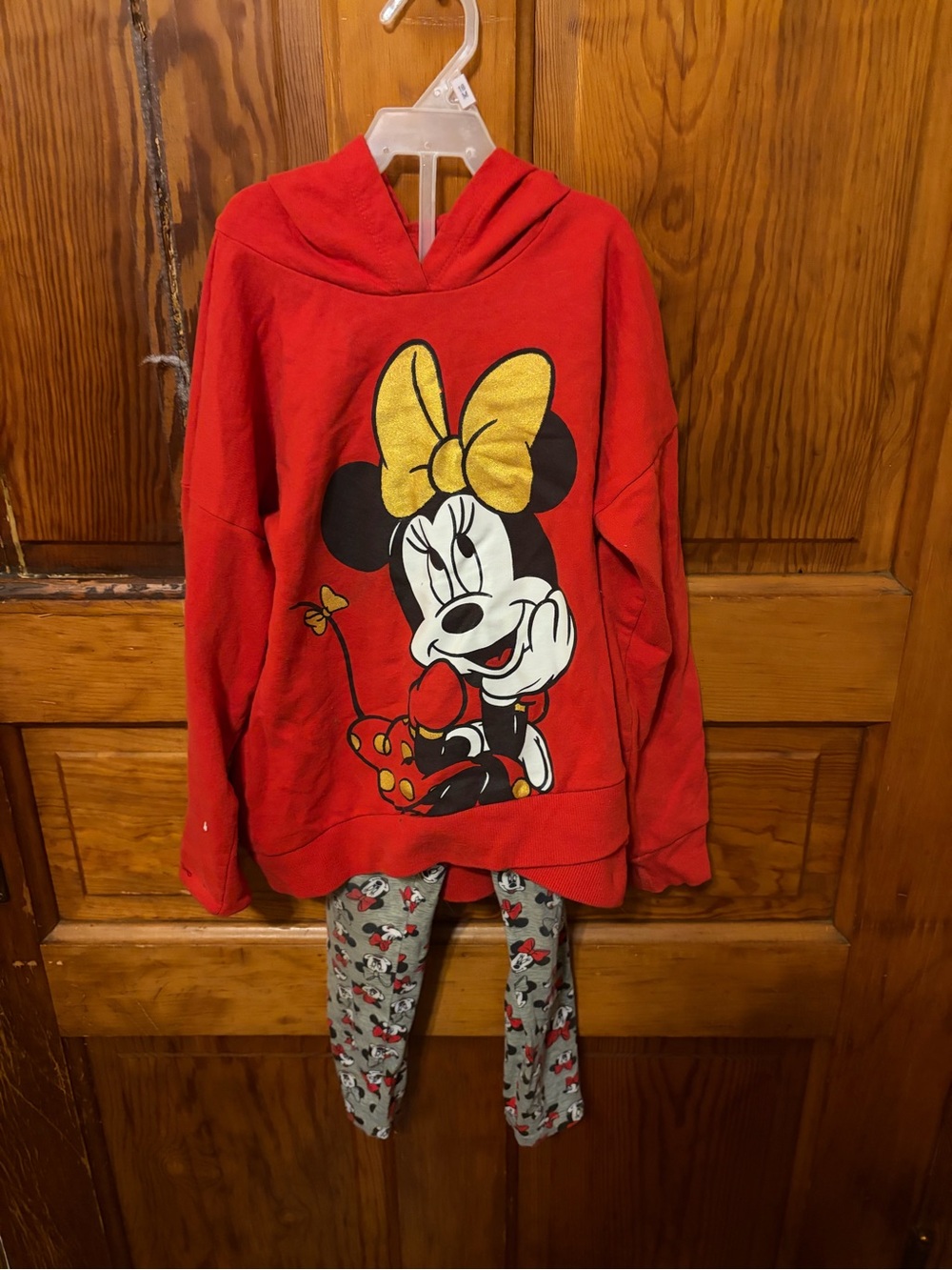 Disney Red Minnie Mouse Hooded Set with Gold Bow
